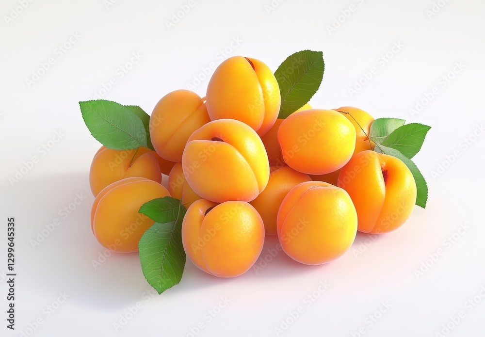 Fresh Apricots with Green Leaves Fresh Apricots with Green Leaves