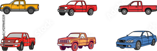 Vector Car Clipart Collection. Vector Car Graphics in Different Colors.