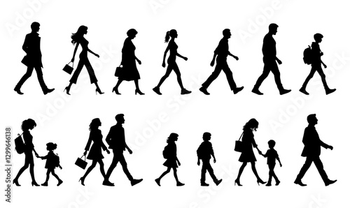 Vector illustration. Large set of silhouettes on a white background.