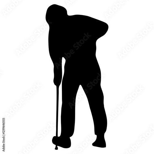 silhouette of grandfather or grandmother using a stick