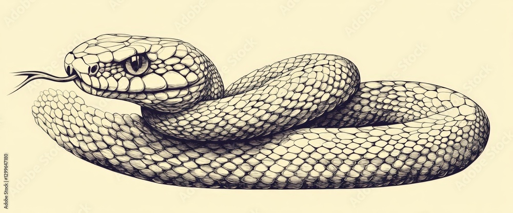 Fototapeta premium Coiled Snake Illustration