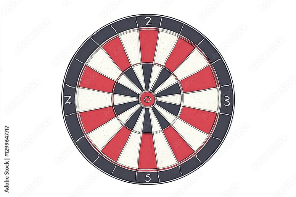 Classic Dartboard Design with Clear Red, White, and Black Sections Classic Dartboard Design with Clear Red, White, and Black Sections