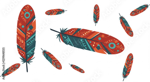 bird feathers in flat style, vector
