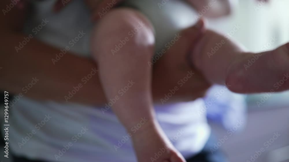 Close-up of baby’s feet while being held, toes slightly curled, capturing a tender moment of infant care and the delicate features of tiny feet in a loving and nurturing embrace Close-up of baby’s feet while being held, toes slightly curled, capturing a tender moment of infant care and the delicate features of tiny feet in a loving and nurturing embrace