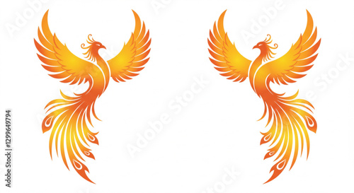 watercolor silhouette of phoenix bird isolated, vector
