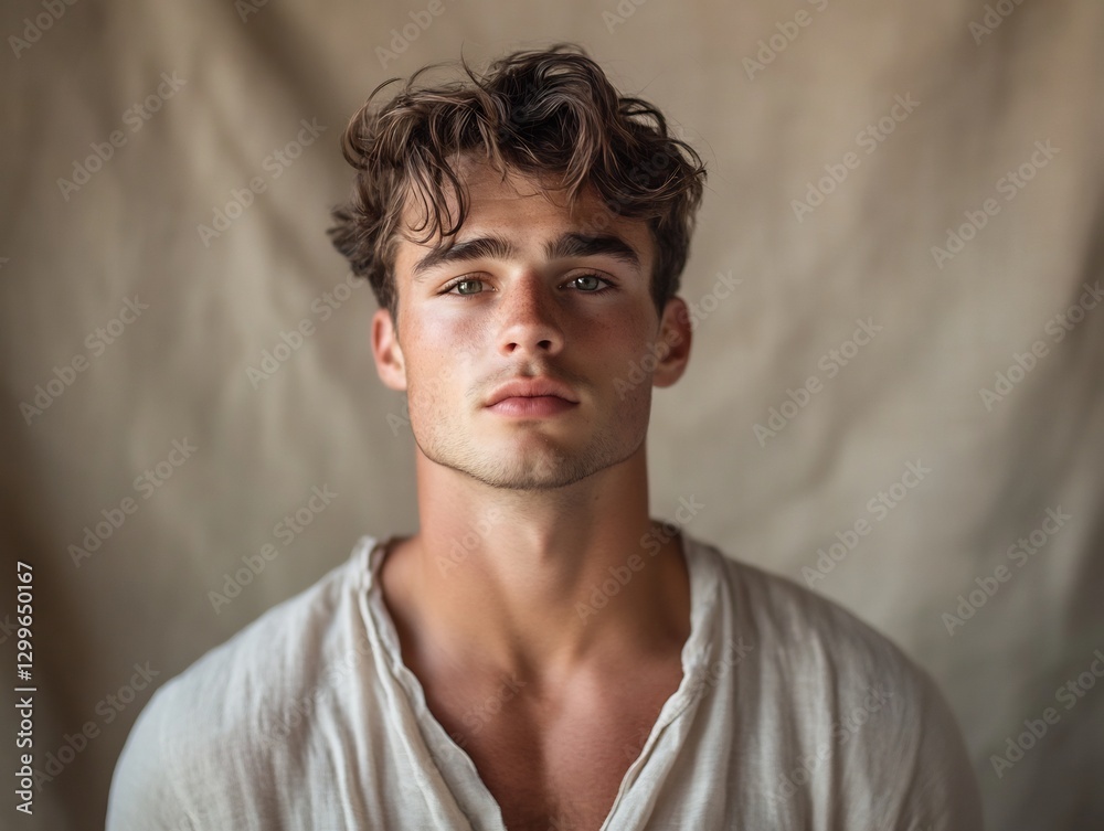 Stylish man soft-focus muted beige Stylish man soft-focus muted beige