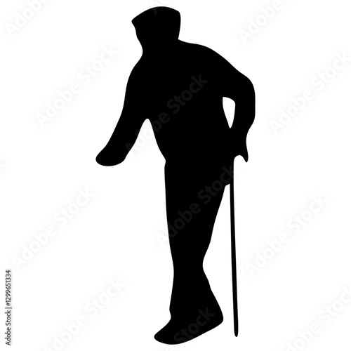 silhouette of grandfather or grandmother using a stick