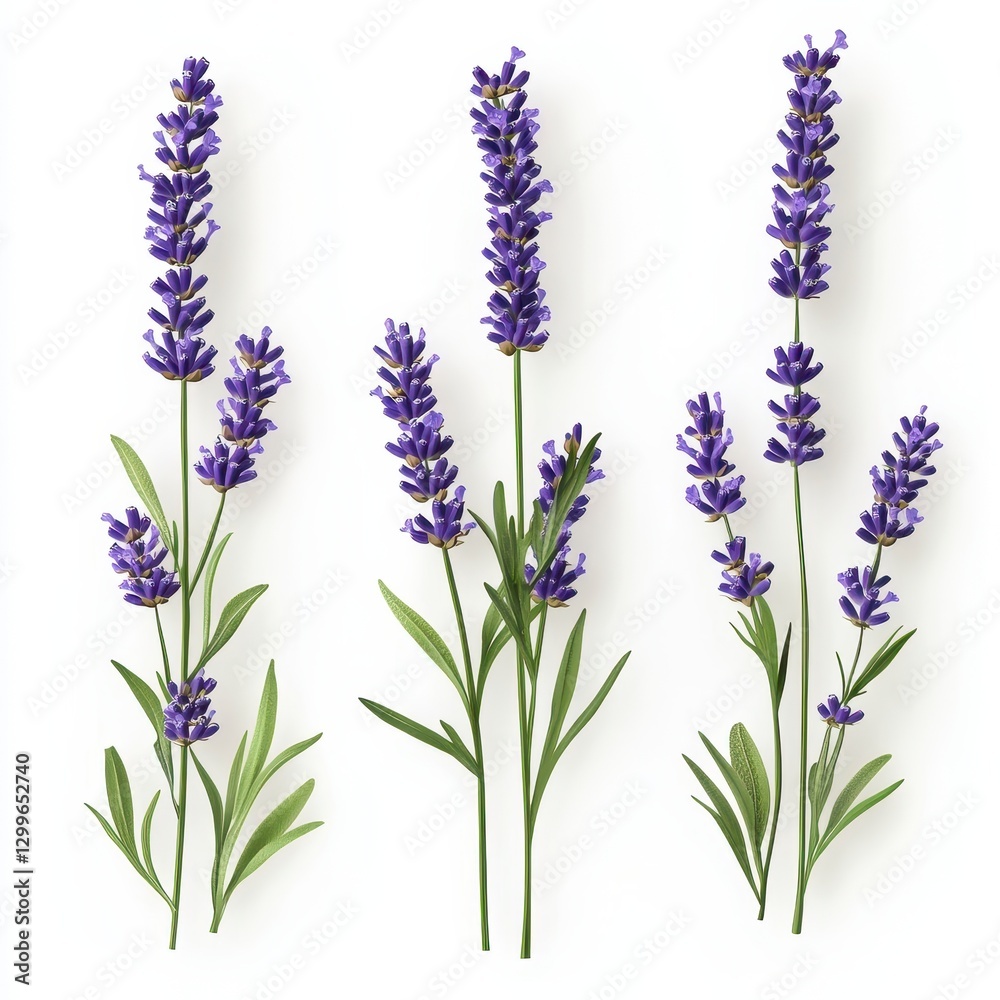 Fototapeta premium Lavender Flowers on White Background