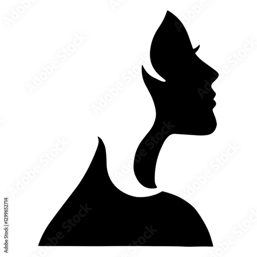 Woman Face Profile with Stylish Hairstyle. Beautiful female head in profile