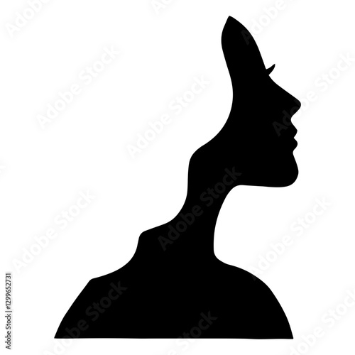 Woman Face Profile with Stylish Hairstyle. Beautiful female head in profile
