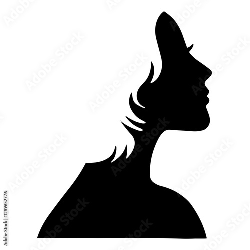 Woman Face Profile with Stylish Hairstyle. Beautiful female head in profile