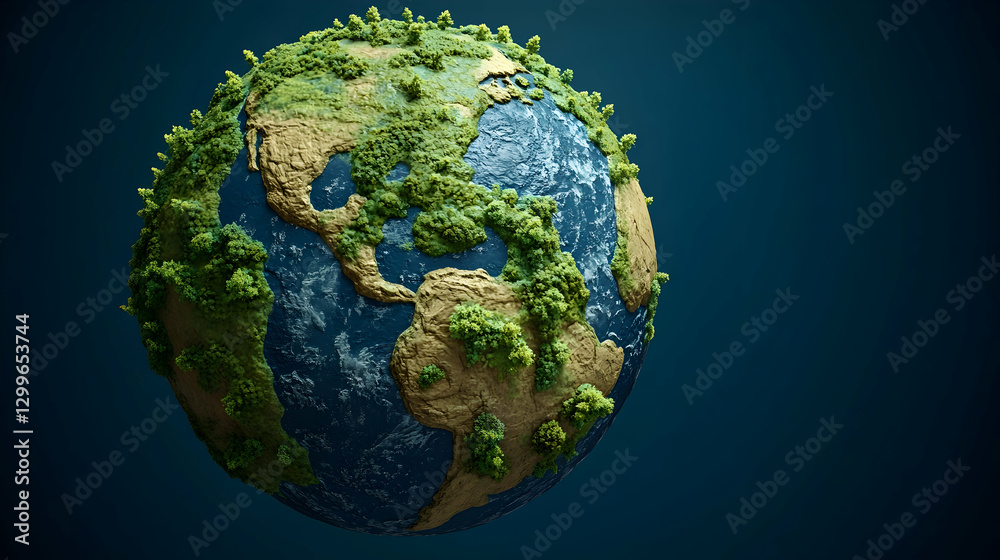 Fototapeta premium Earth covered in lush greenery