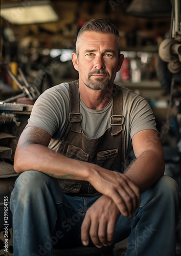 portrait of a small business owner of an automobile repair shop	

