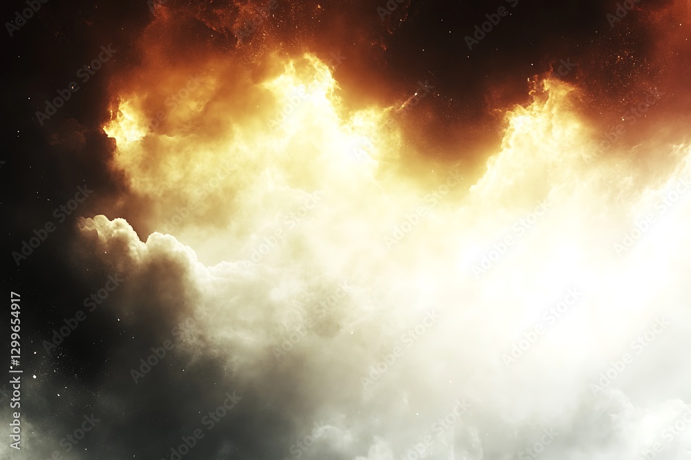 Fototapeta premium Dramatic sky with fiery clouds evoking otherworldly atmosphere