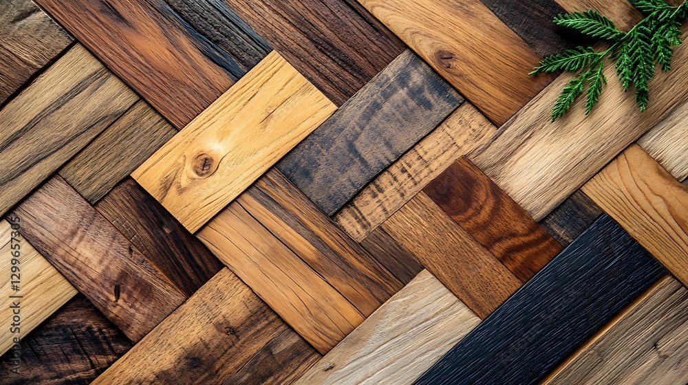Wood plank wall, herringbone pattern, natural colors Wood plank wall, herringbone pattern, natural colors