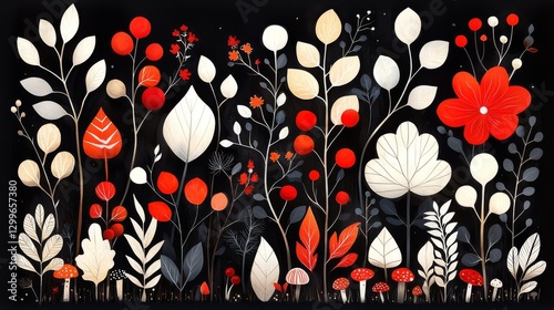 Wallpaper Mural Vibrant floral arrangement art installation red and white flowers abstract style Torontodigital.ca