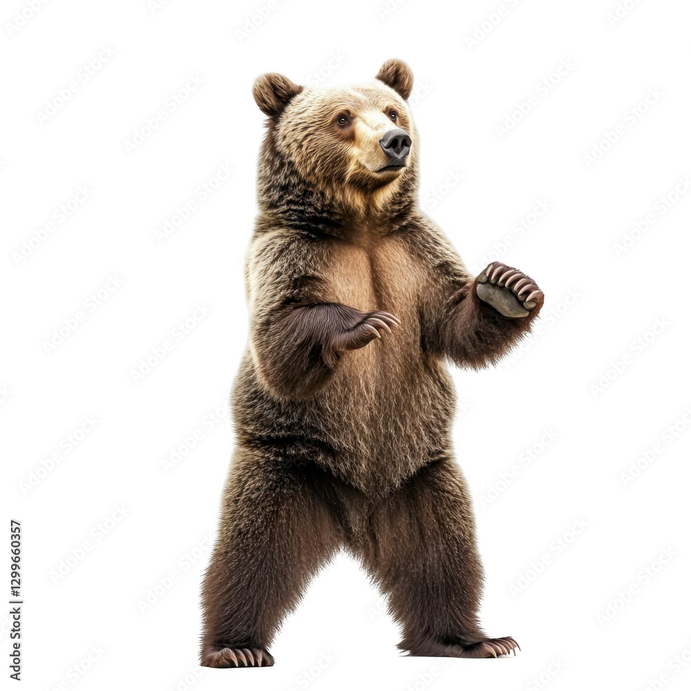 Fototapeta premium Majestic Brown Bear Standing Upright in a Natural Environment