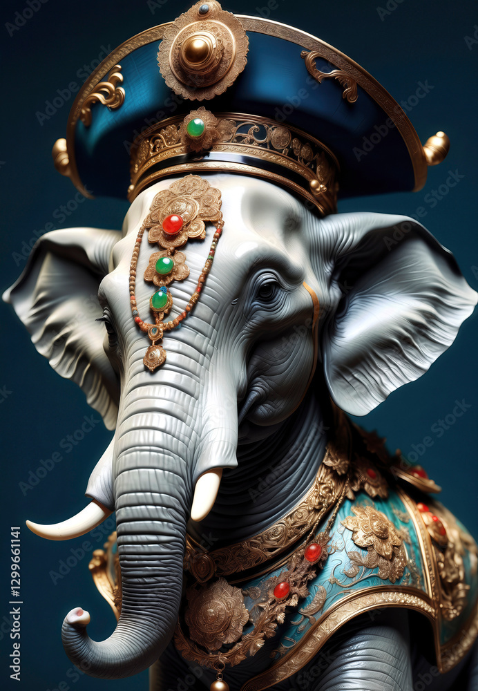 Fototapeta premium Antropomorfismo, elefante, retrato, arte, hombre elefante elegante, fantasia