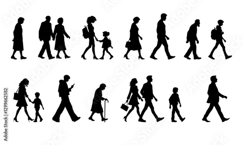 Vector illustration. Large set of silhouettes on a white background.