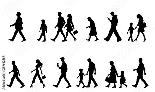 Vector illustration. Large set of silhouettes on a white background.