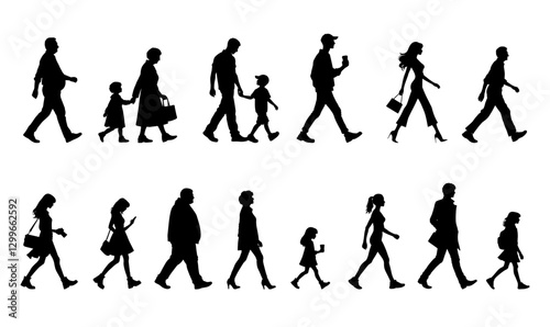 Vector illustration. Large set of silhouettes on a white background.