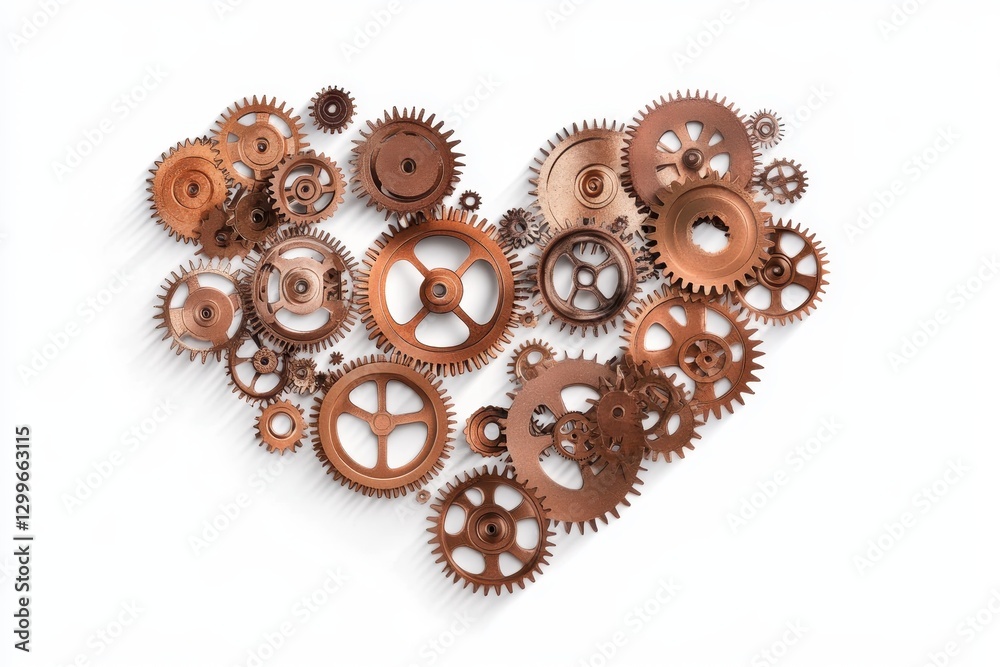 Mechanical Heart Shape Made of Various Gears and Cogs Mechanical Heart Shape Made of Various Gears and Cogs