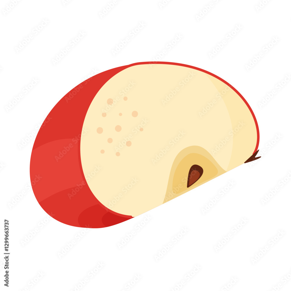 Red ripe apple segment slice, fresh garden fruit. Hand drawn food clipart. slice of fresh Red apple fruit, Flat style isolated on transparent background. Red Delicious Vector illustration Red ripe apple segment slice, fresh garden fruit. Hand drawn food clipart. slice of fresh Red apple fruit, Flat style isolated on transparent background. Red Delicious Vector illustration
