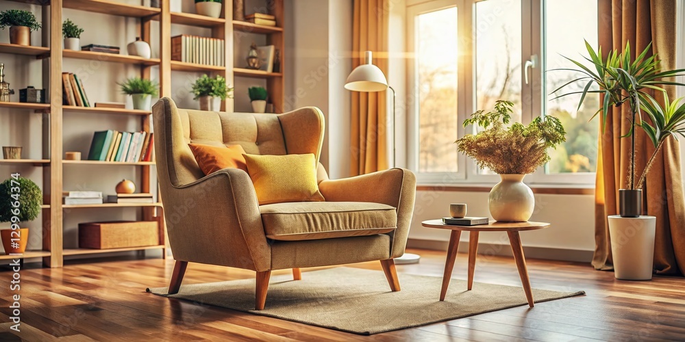 Fototapeta premium Relaxed Living Room Portrait Photography: Cozy Home Interior