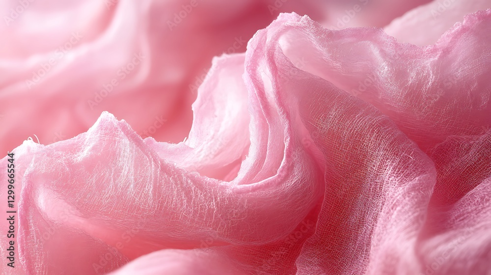 A close-up of pink tissue paper, creating an intricate pattern with the texture and softness clearly visible. A close-up of pink tissue paper, creating an intricate pattern with the texture and softness clearly visible.