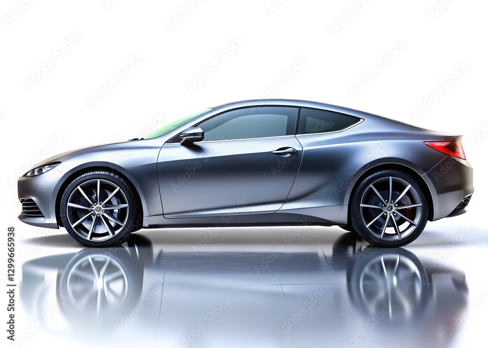 Gray Car Side View - Studio Shot, High Detail Gray Car Side View - Studio Shot, High Detail