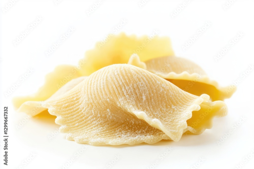 Italian seashell pasta conchiglie lumache isolated against a pristine white background food concept Italian seashell pasta conchiglie lumache isolated against a pristine white background food concept