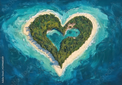 Heart-Shaped Tropical Island Paradise