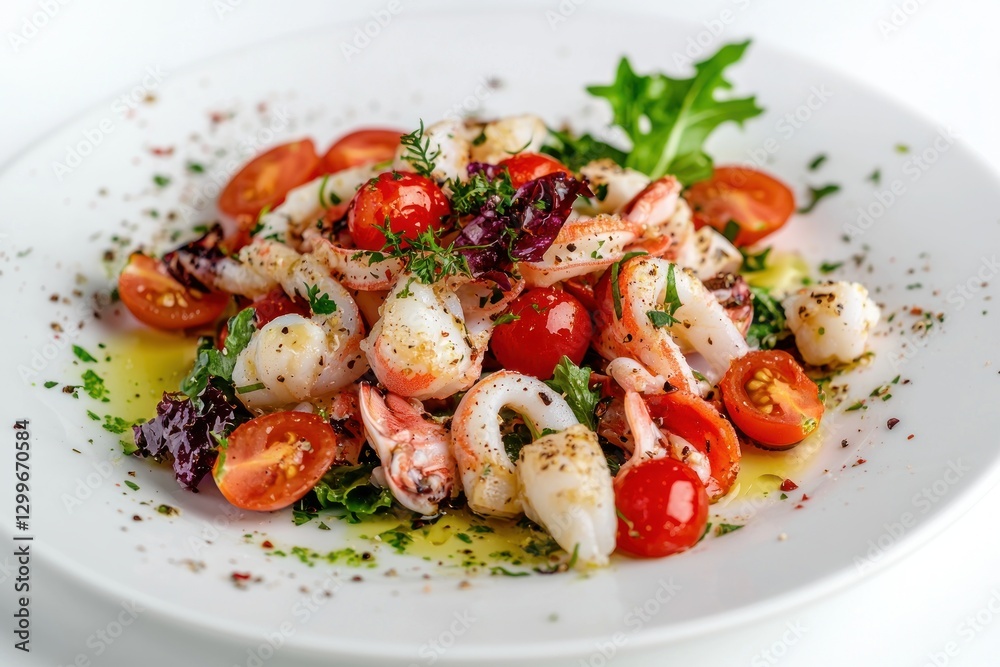 Delicious shrimp and tomato salad a culinary delight featuring fresh ingredients and vibrant colors on plate Delicious shrimp and tomato salad a culinary delight featuring fresh ingredients and vibrant colors on plate