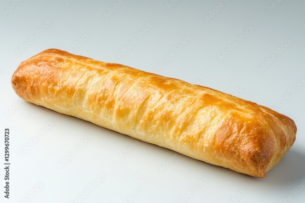 Freshly baked golden strudel on a white surface tempting pastry product with flaky crust delicious snack Freshly baked golden strudel on a white surface tempting pastry product with flaky crust delicious snack