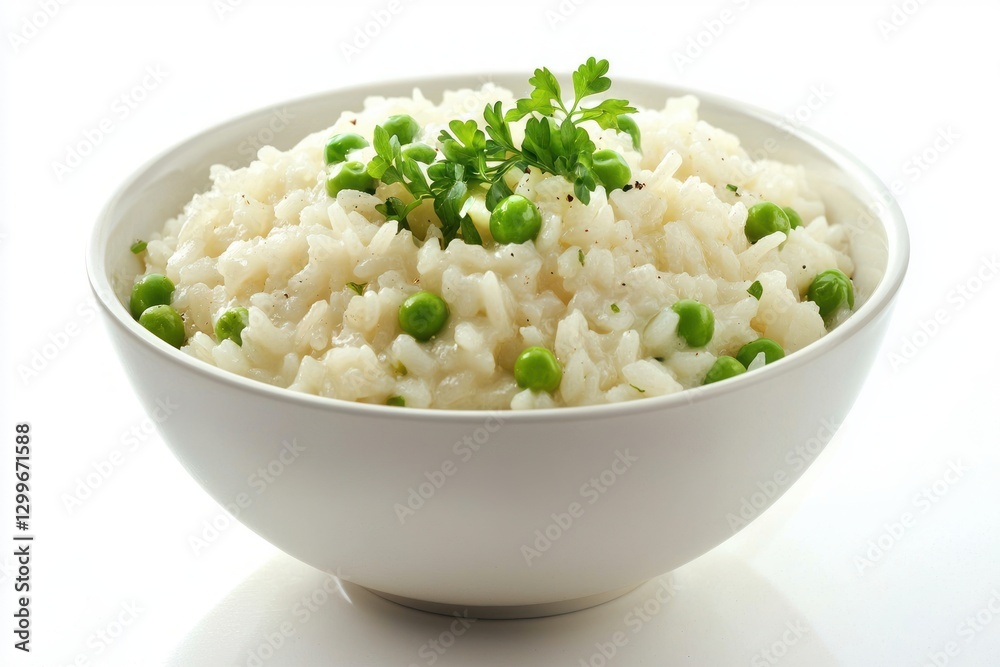 Elegant rice with pea bowl on bright background evokes fresh culinary delight classic simplicity food Elegant rice with pea bowl on bright background evokes fresh culinary delight classic simplicity food