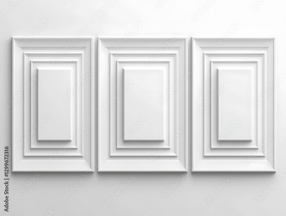 Three rectangular frames with layered borders on a white background Three rectangular frames with layered borders on a white background
