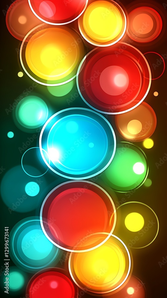 Vibrant Bubbles Floating in a Dynamic Abstract Composition, Festive Design Vibrant Bubbles Floating in a Dynamic Abstract Composition, Festive Design