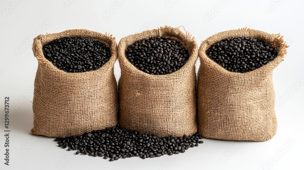 Black Beans in Burlap Sacks Art