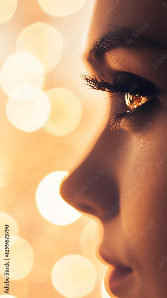 Elegant woman peach glow soft-focus golden mist Elegant woman peach glow soft-focus golden mist