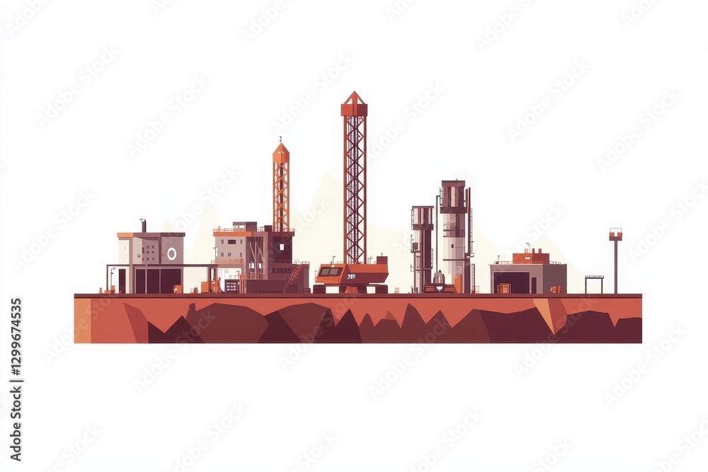 Obraz premium Modern Industrial Oil Extraction Platform in a Minimalistic Style