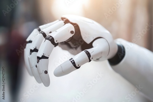 Futuristic artificial hand symbolizes advanced technology innovation and robotic engineering in close up shot