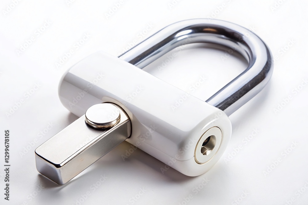 Secure Bicycle Lock, White Background Stock Photo - Isolated Bike Lock Image Secure Bicycle Lock, White Background Stock Photo - Isolated Bike Lock Image
