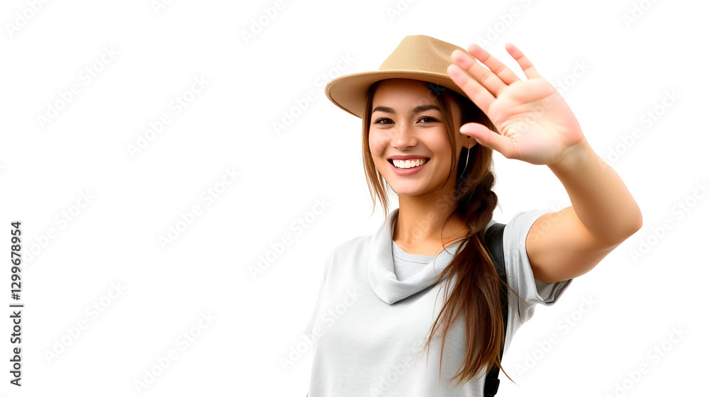 Young Uruguayan woman over isolated background saluting with hand with happy expression Young Uruguayan woman over isolated background saluting with hand with happy expression