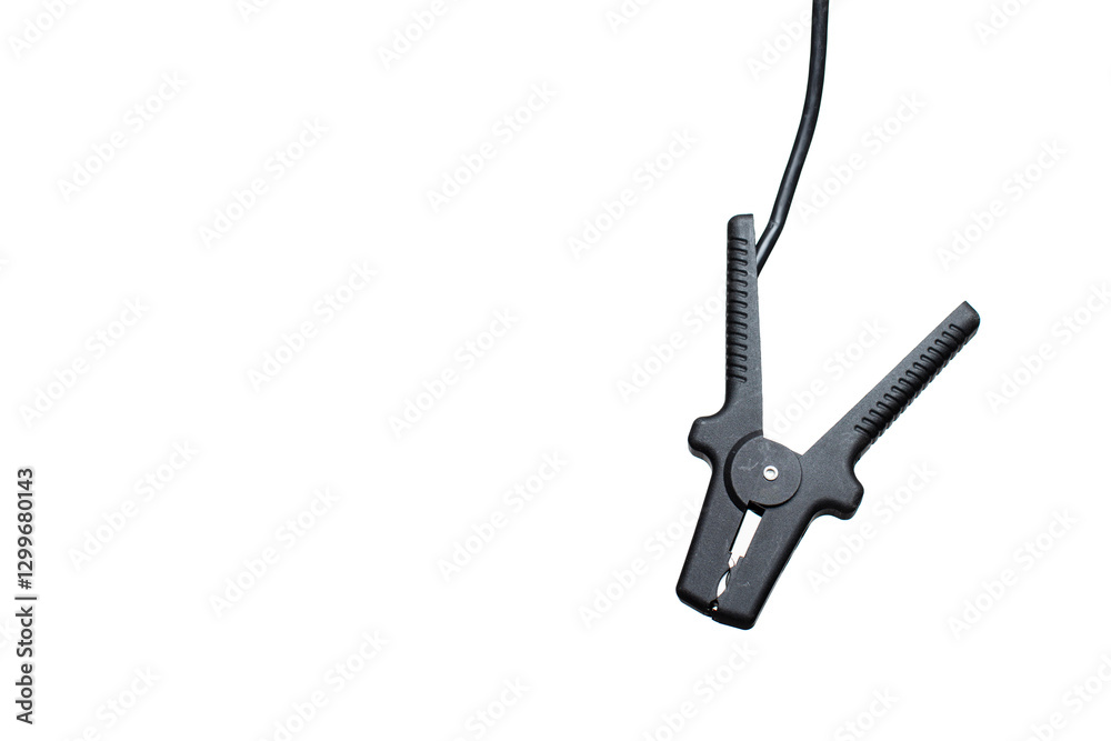 Close up of jumper cable (minus pole), studio, white background. Copy space.
Close up of jumper cable (minus pole), studio, white background. Copy space.