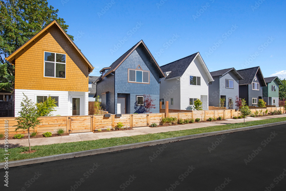 Modern new home construction in Portland, Oregon, featuring contemporary architecture. Modern new home construction in Portland, Oregon, featuring contemporary architecture.