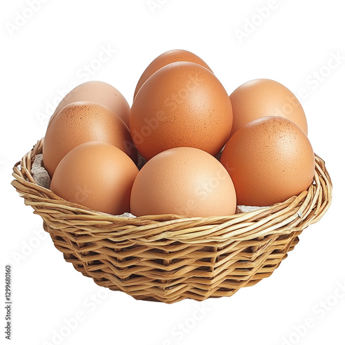 Wallpaper Mural brown eggs in wicker basket isolated on white or transparent background  Torontodigital.ca