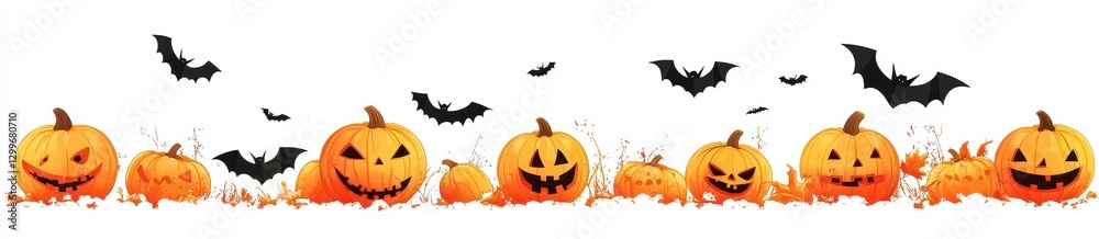 Fototapeta premium Halloween Pumpkins and Bats Design
