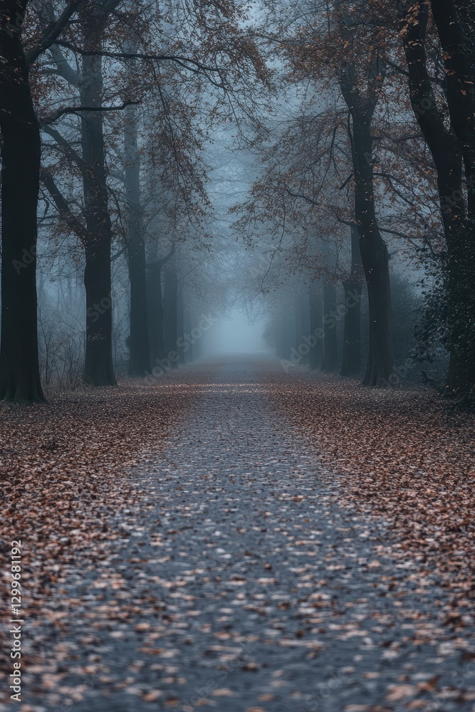 Obraz premium Serene Foggy Path in Autumn Forest