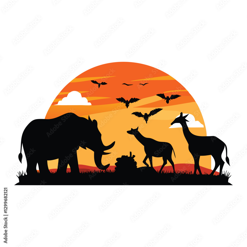 Obraz premium wild animals silhouettes
