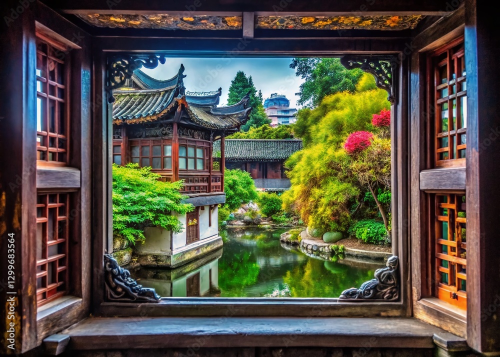 Shanghai Yu Garden Window View: Urban Exploration Photography Shanghai Yu Garden Window View: Urban Exploration Photography